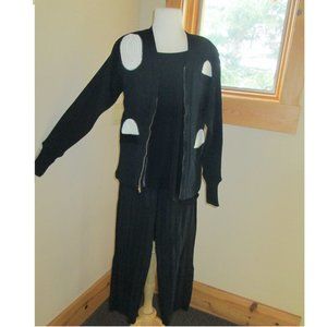 Lg. Rare 1960s Laskey Knitting Co. Wool Woman's Sweater w/ Designer Top & Pants